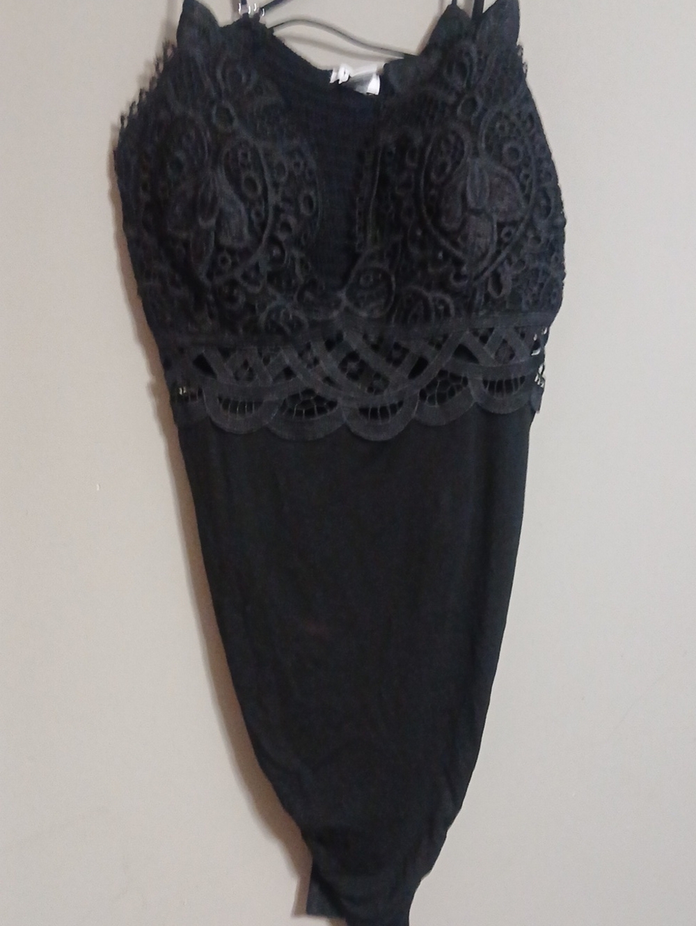 Black Lace Trim Slim Fit Bodysuit